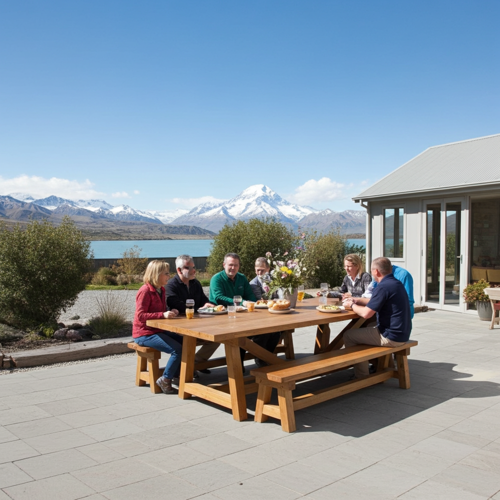 Rustic Slab Farmhouse Table with Matching Benches
