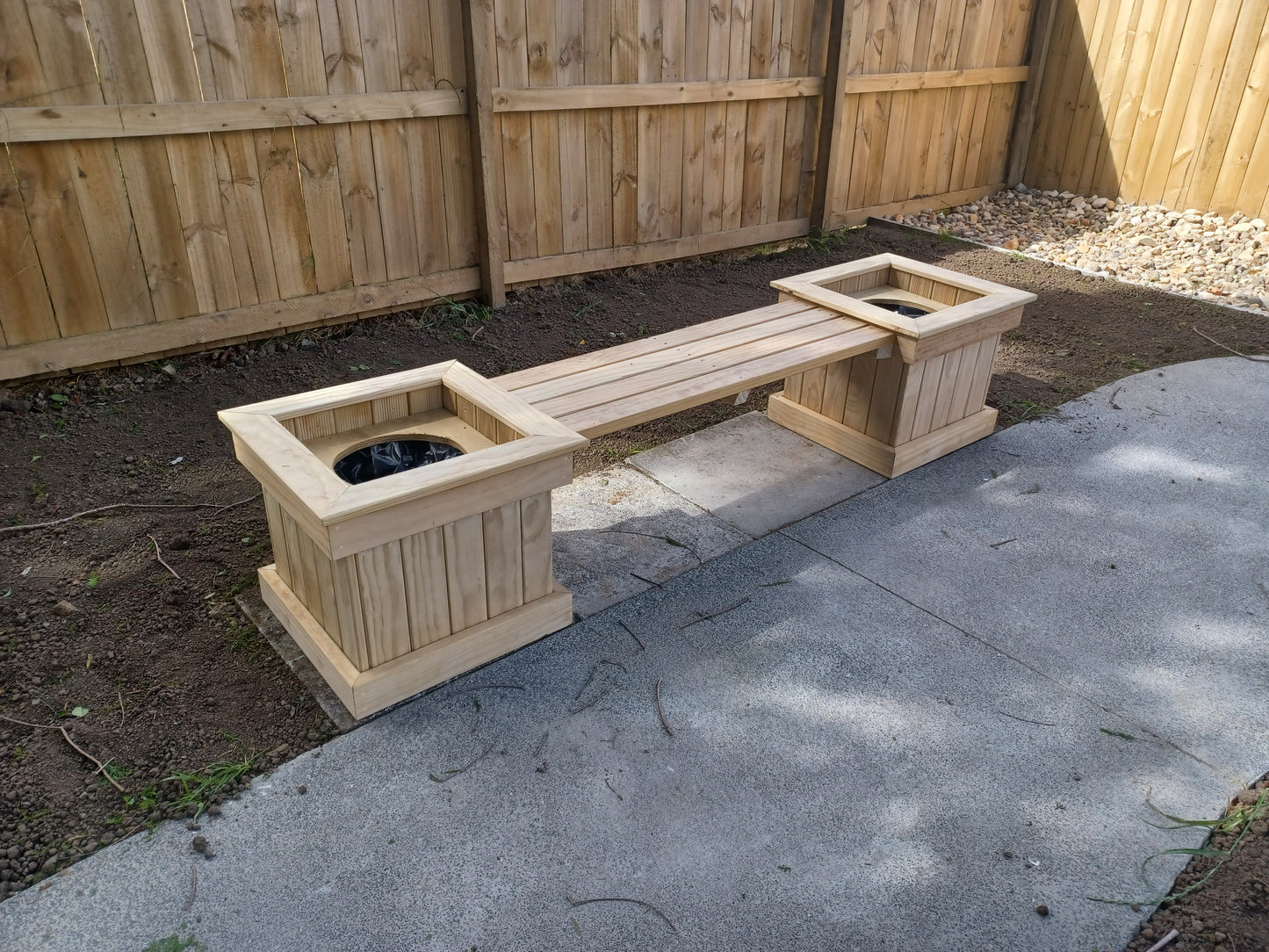 Planter boxes with bench seat