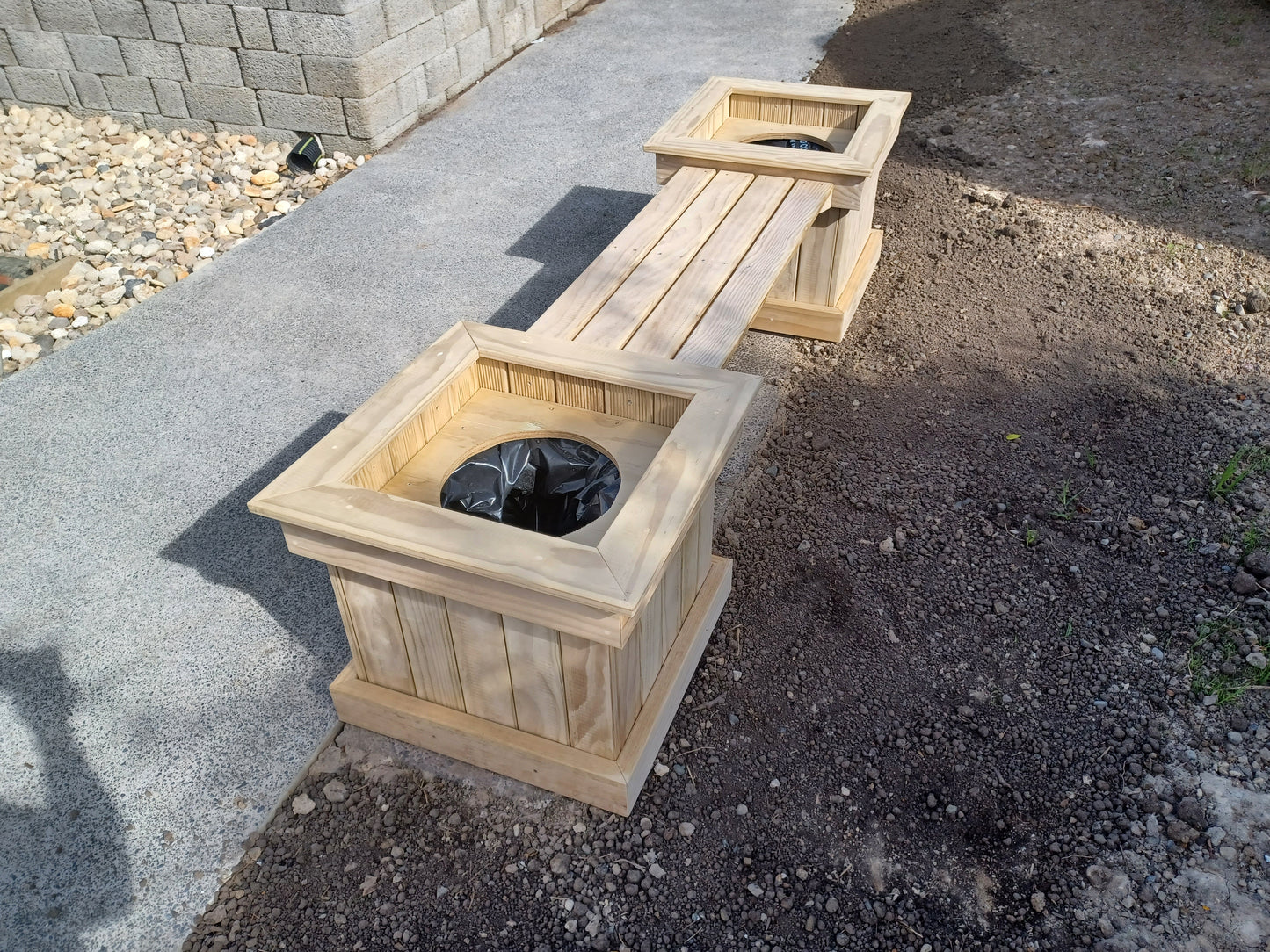 Planter boxes with bench seat